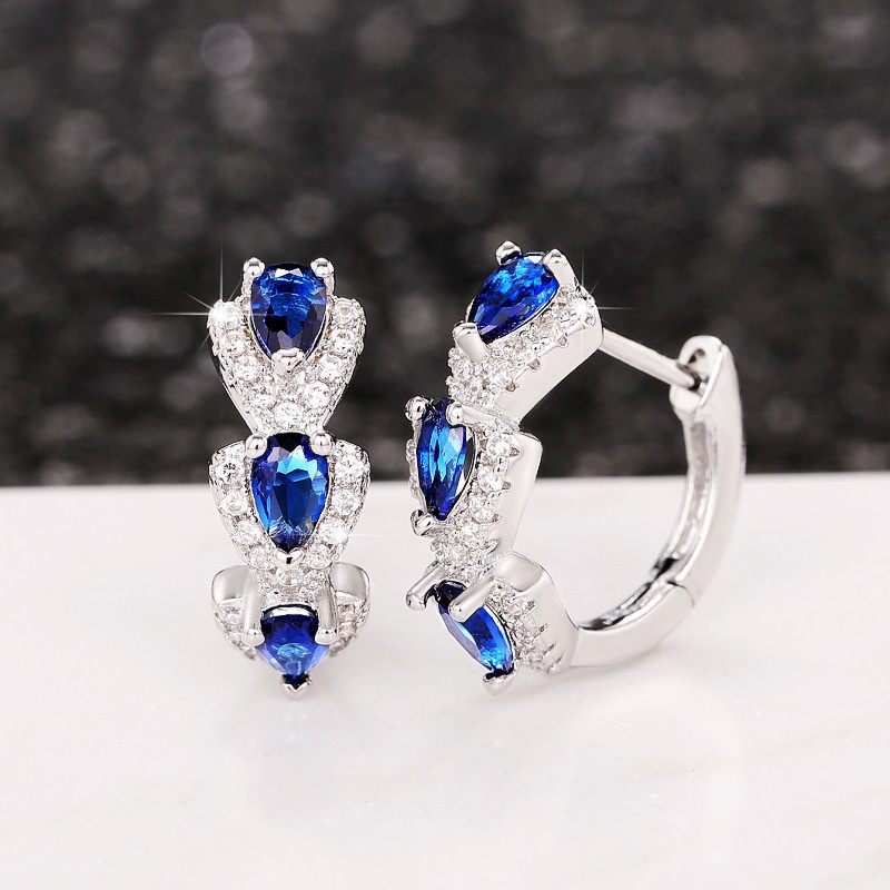 Title 3, Blue New Style Zircon Earrings Elegant Socialit...