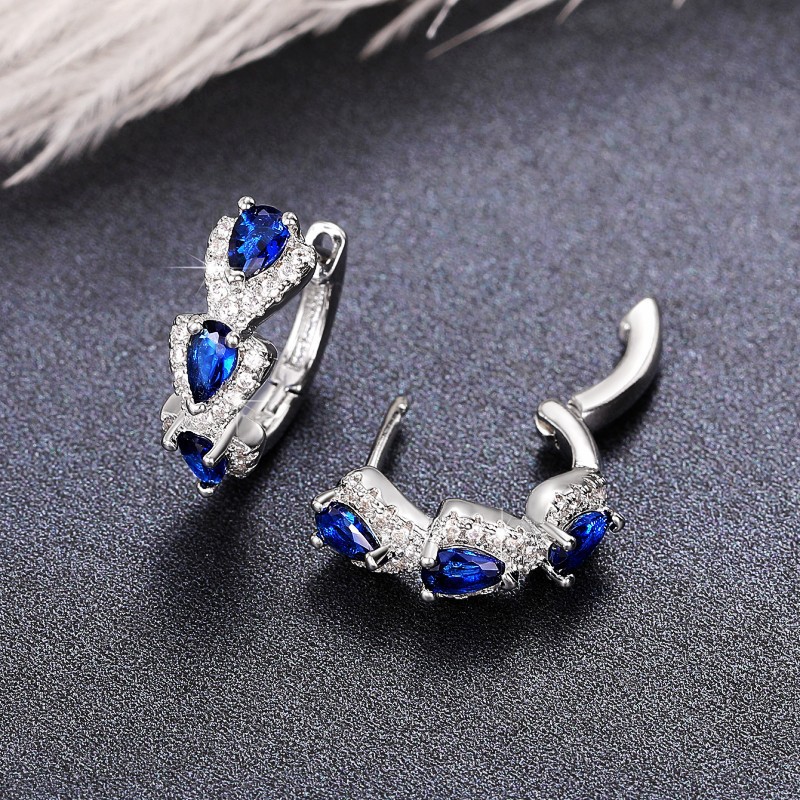 Title 4, Blue New Style Zircon Earrings Elegant Socialit...