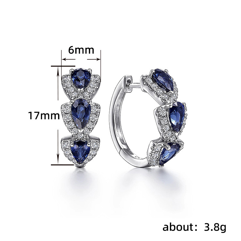 Title 5, Blue New Style Zircon Earrings Elegant Socialit...