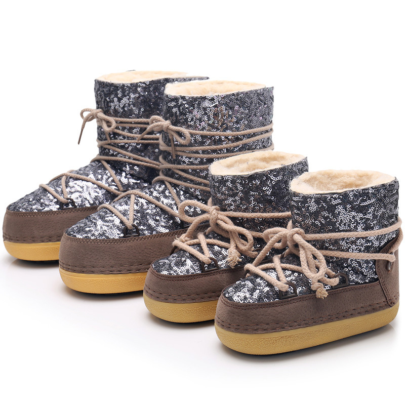Children's Snow Boots Women's Winter Warm Fleece-lined Sequins — foto 8