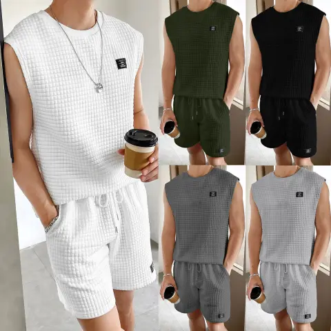 Men's Sport Suit Sleeveless Tank Top Shorts Two-piece Set