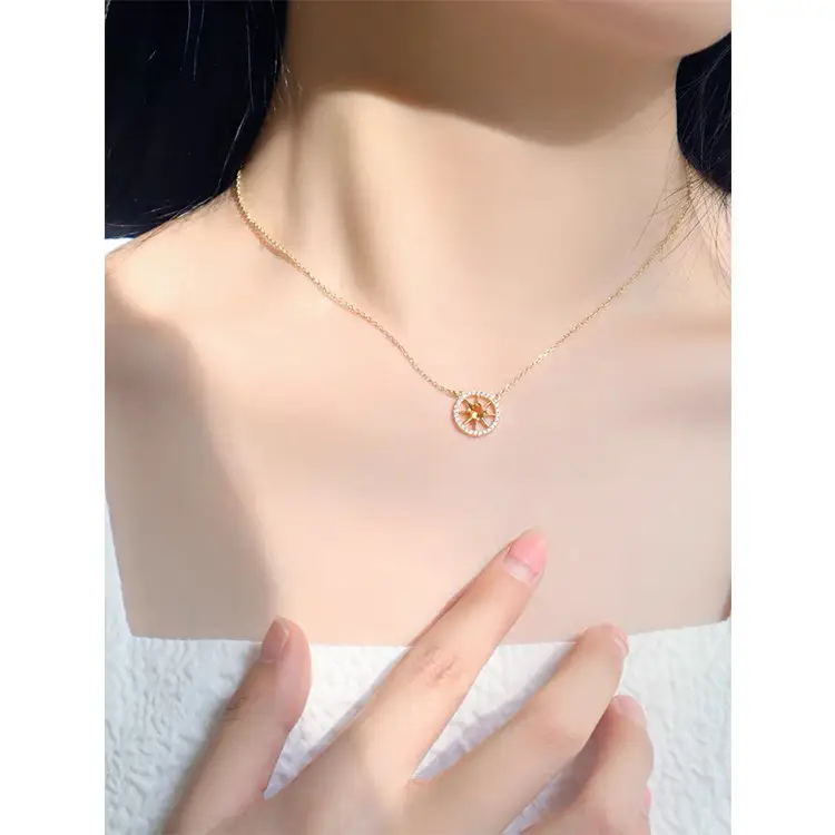 Women's Graceful And Fashionable Citrine Zircon Clavicle Necklace
