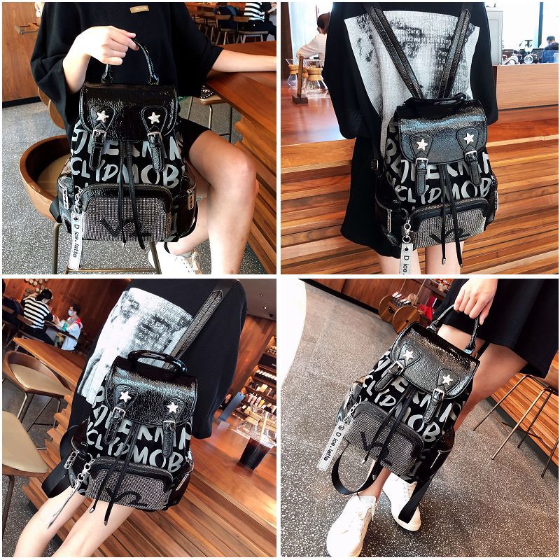 Title 2, High-grade Letters Hot Drilling Backpack Bags W...