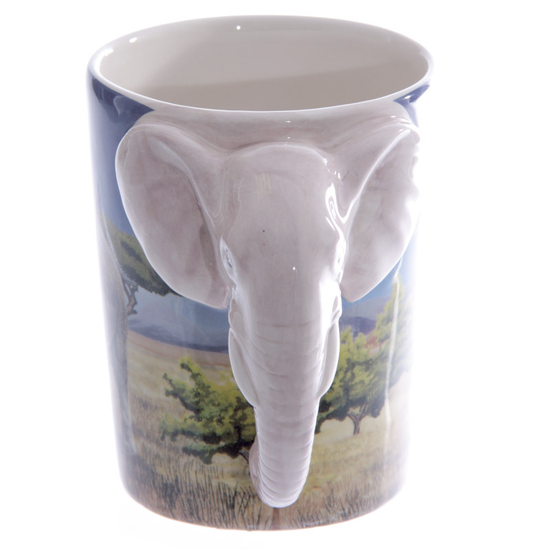 Elephant Head Handle Ceramic Mug Coffee Cup
