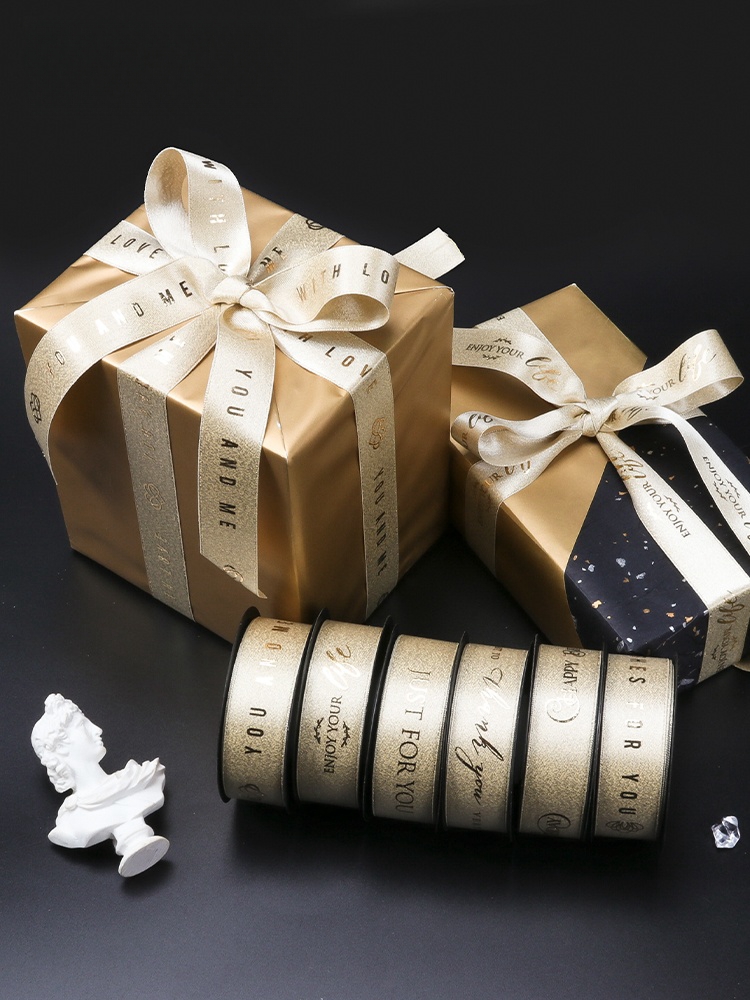 Title 5, Golden Weft Ribbon Gift Box Packing Tape Ribbon...