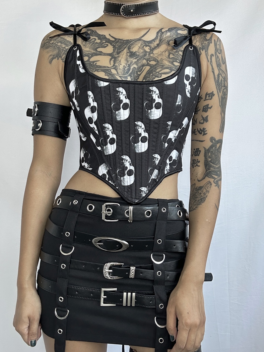 Title 2, Dark Gothic Punk Spicy Girl Retro Skull Head Pr...