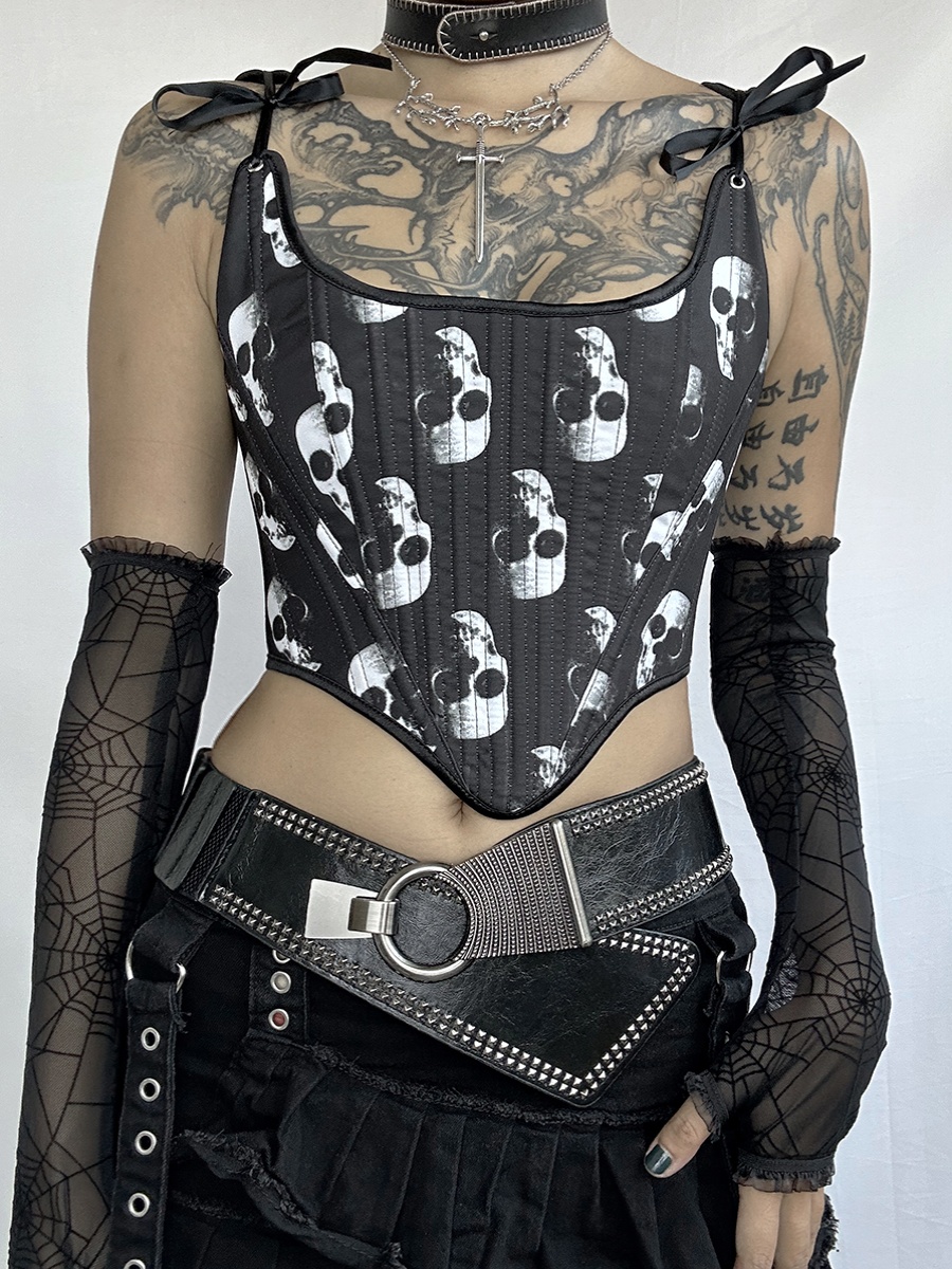 Title 5, Donker Gothic Punk Retro Corset met schedelprin...