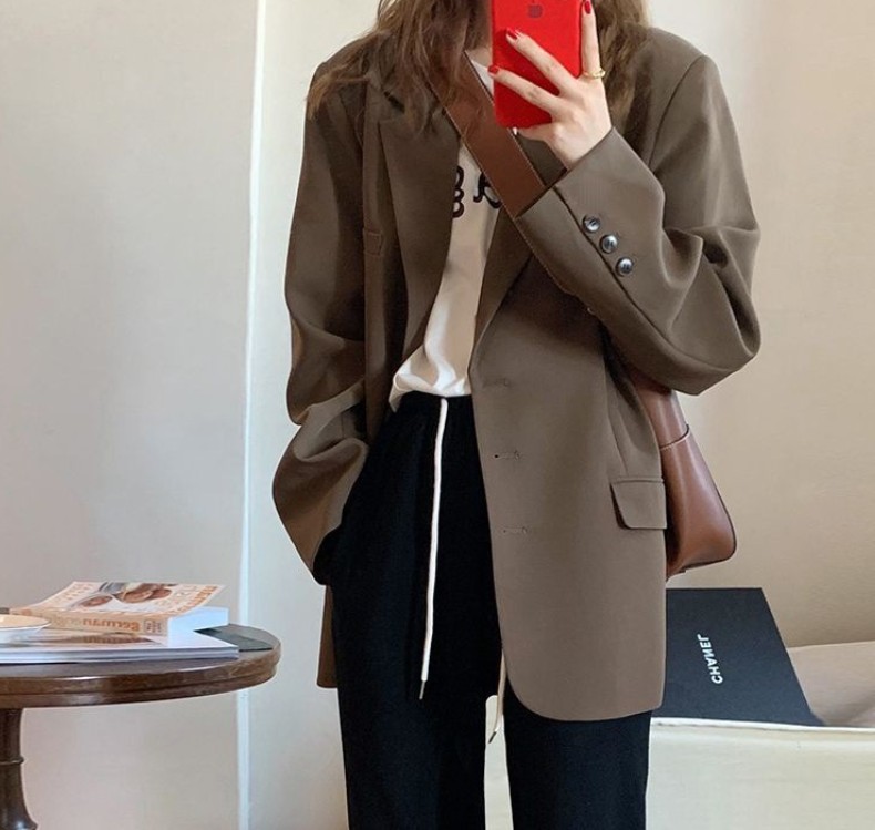 Title 2, Womens Brown Suit Jacket Spring And Autumn Kor...