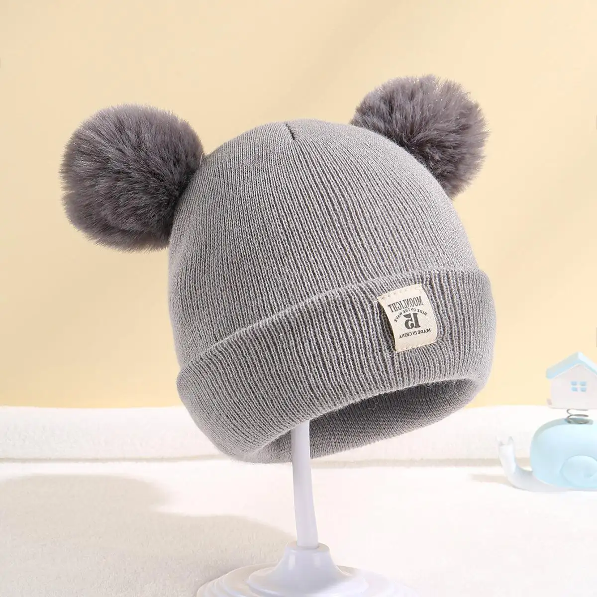 Children's Wool Double Ball Hat