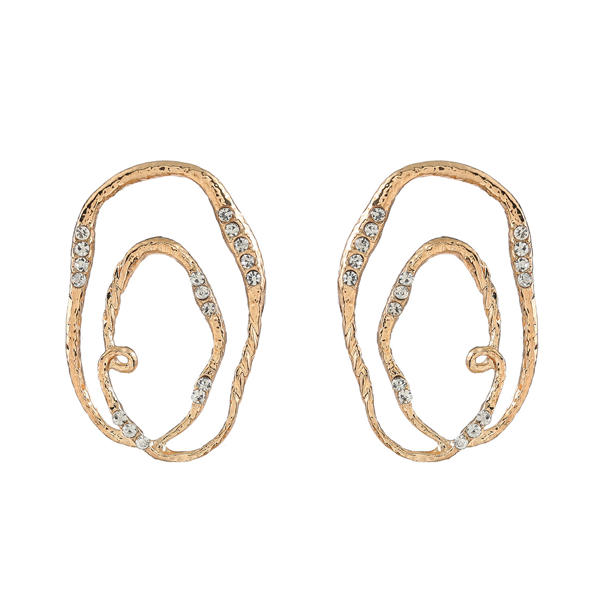Metal Alloy Earrings European And American Earrings Female Multi-layer Oval Ring