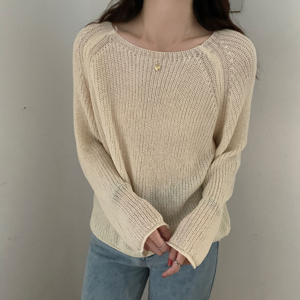 Retro Solid Color Long-sleeved Knit Sweater