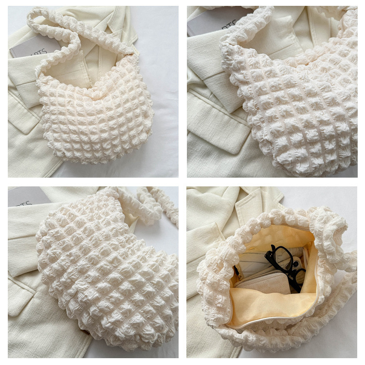 Niche Pleated Clouds Cute Simple Soft Trendy Western Style Underarm Commuter Bag — foto 17