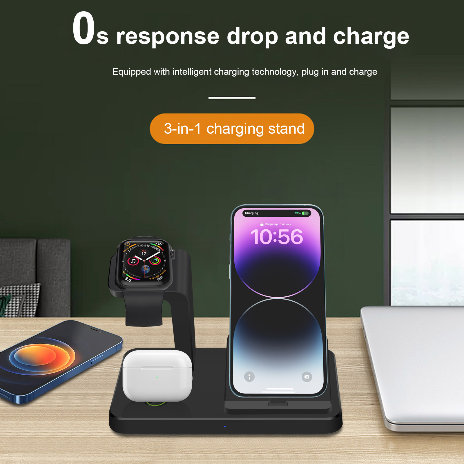 New Vertical Three-in-one Charger Watch Wireless Charger Direct Charging - Image 9