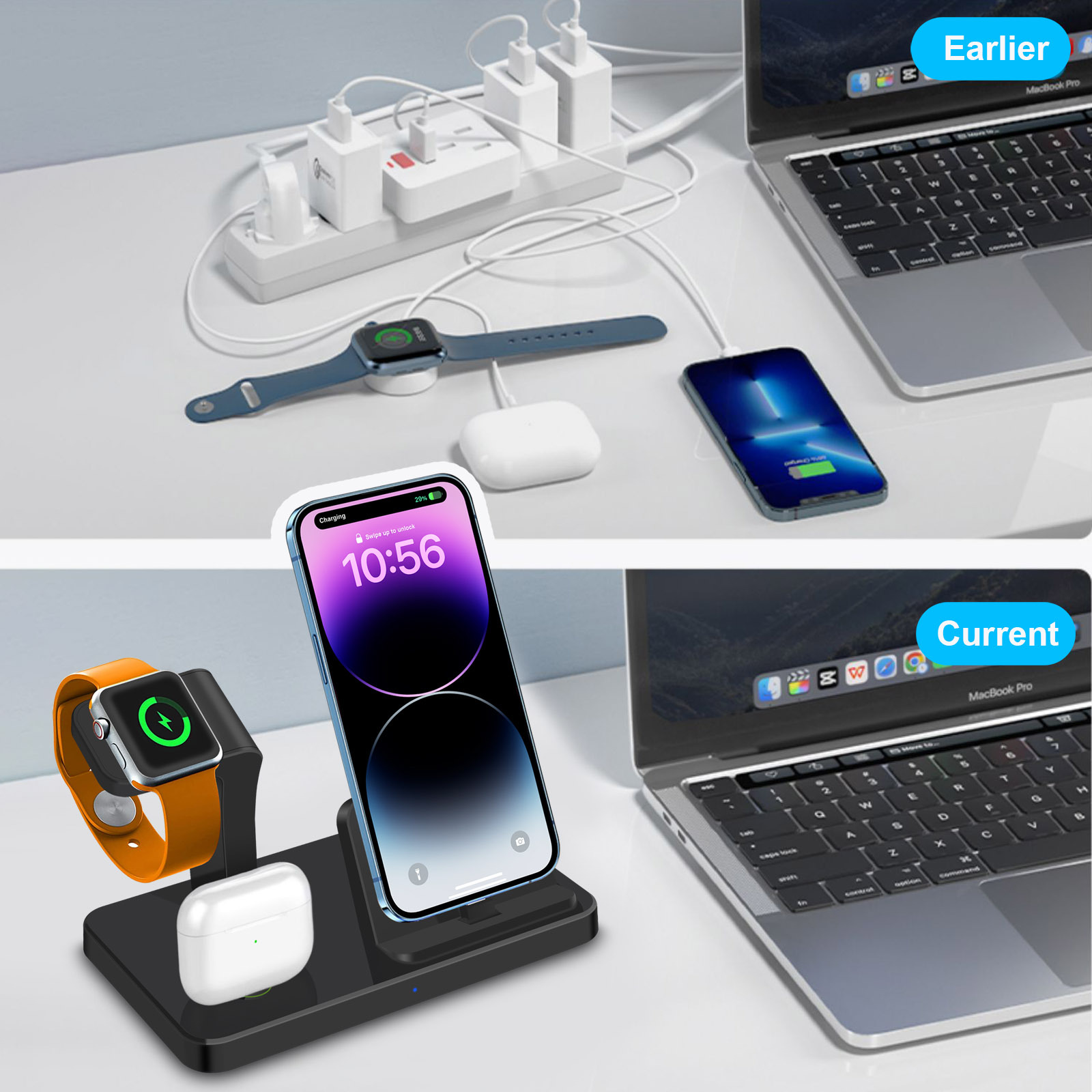 New Vertical Three-in-one Charger Watch Wireless Charger Direct Charging - Image 8