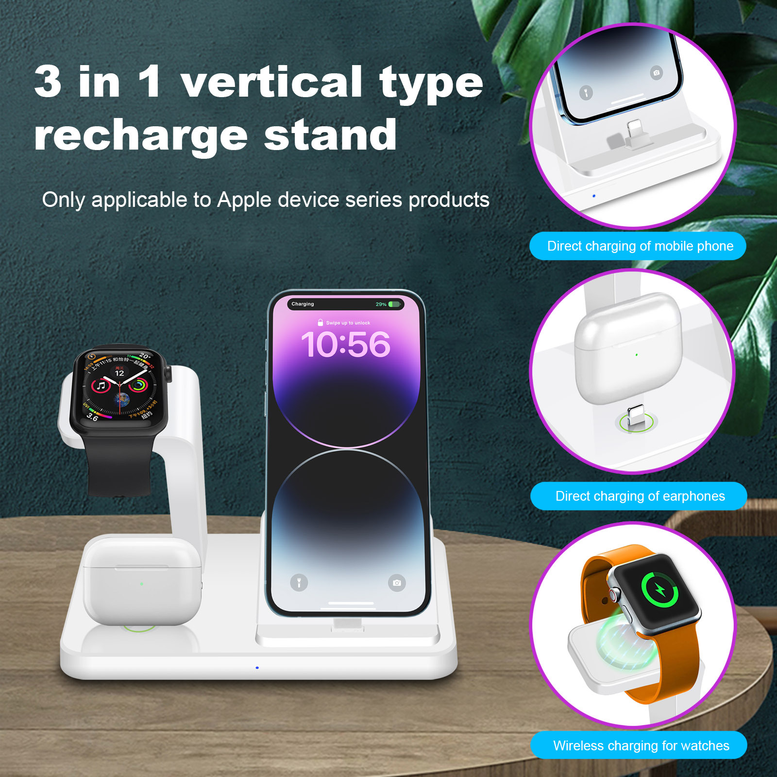 New Vertical Three-in-one Charger Watch Wireless Charger Direct Charging - Image 16