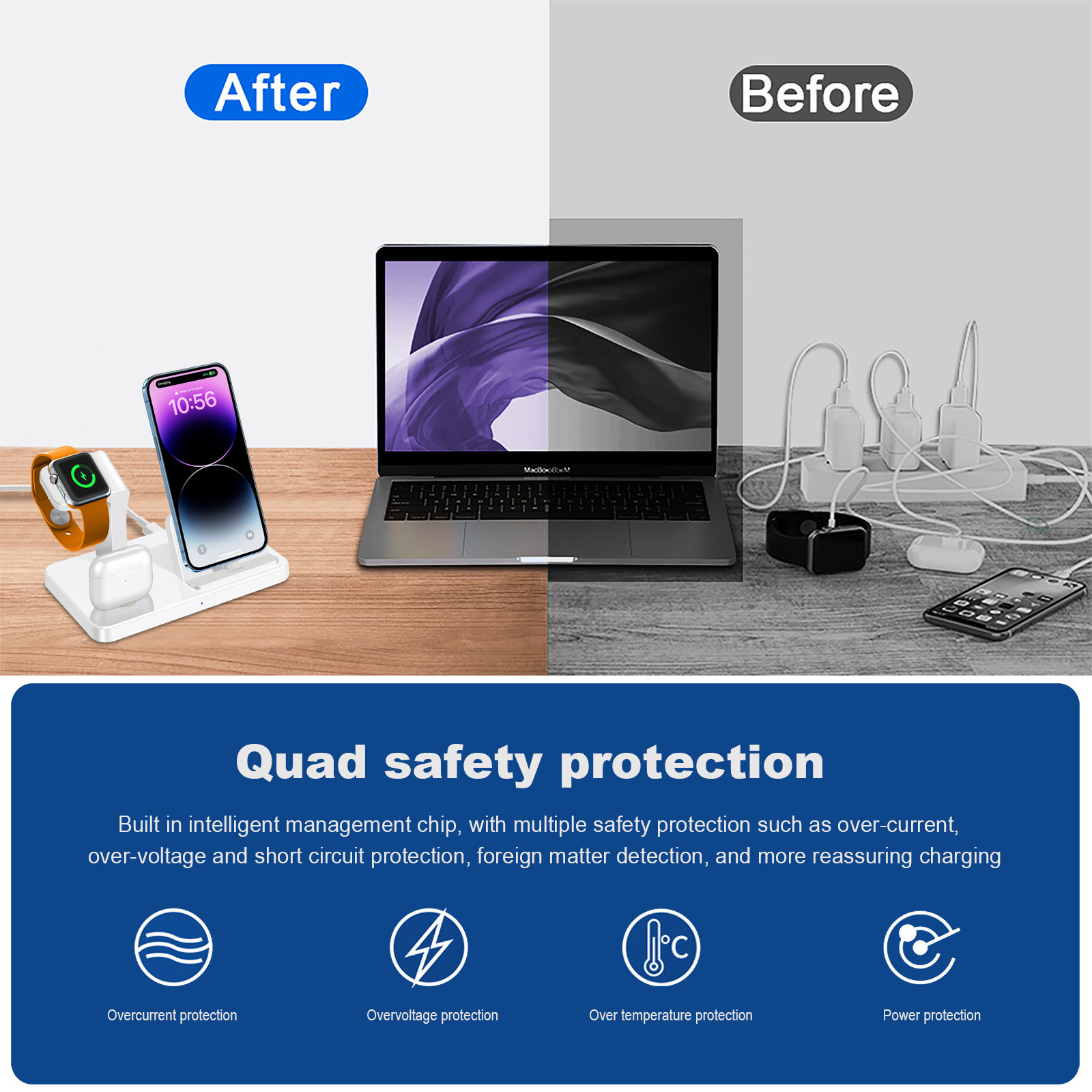 New Vertical Three-in-one Charger Watch Wireless Charger Direct Charging - Image 3