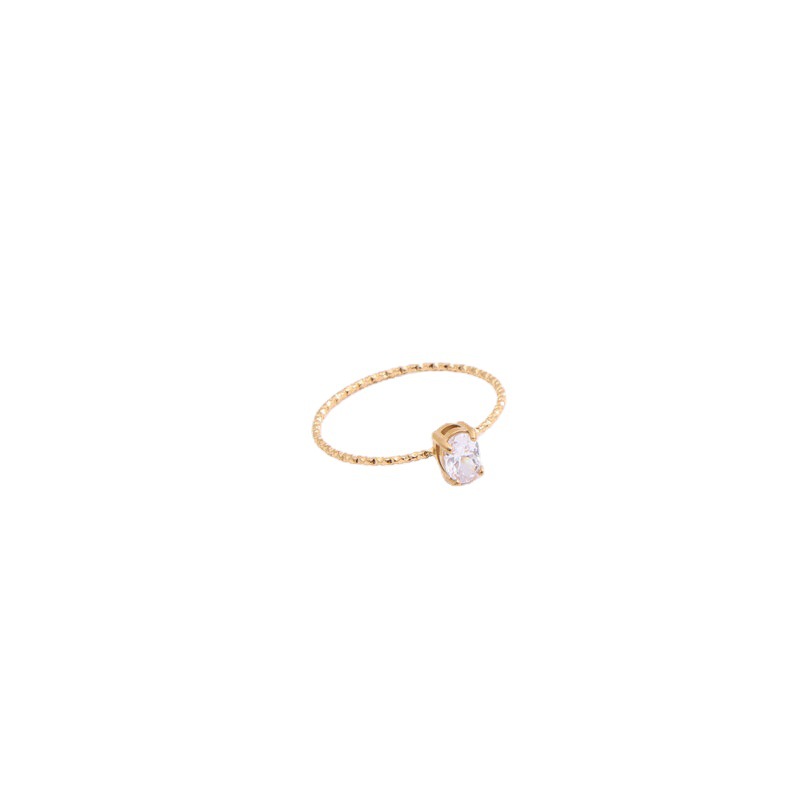 Goose Egg Zircon Starry Ring Titanium Steel Electroplated 18K Gold
