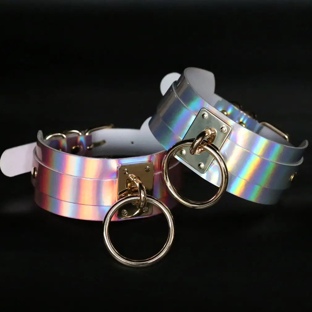 Harajuku Style Street Shot Wide Version Laser Leather Necklace Collar