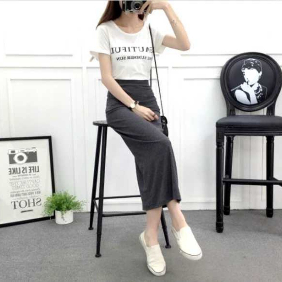 Straight One Step Sheath Elastic Plus Size Skirt