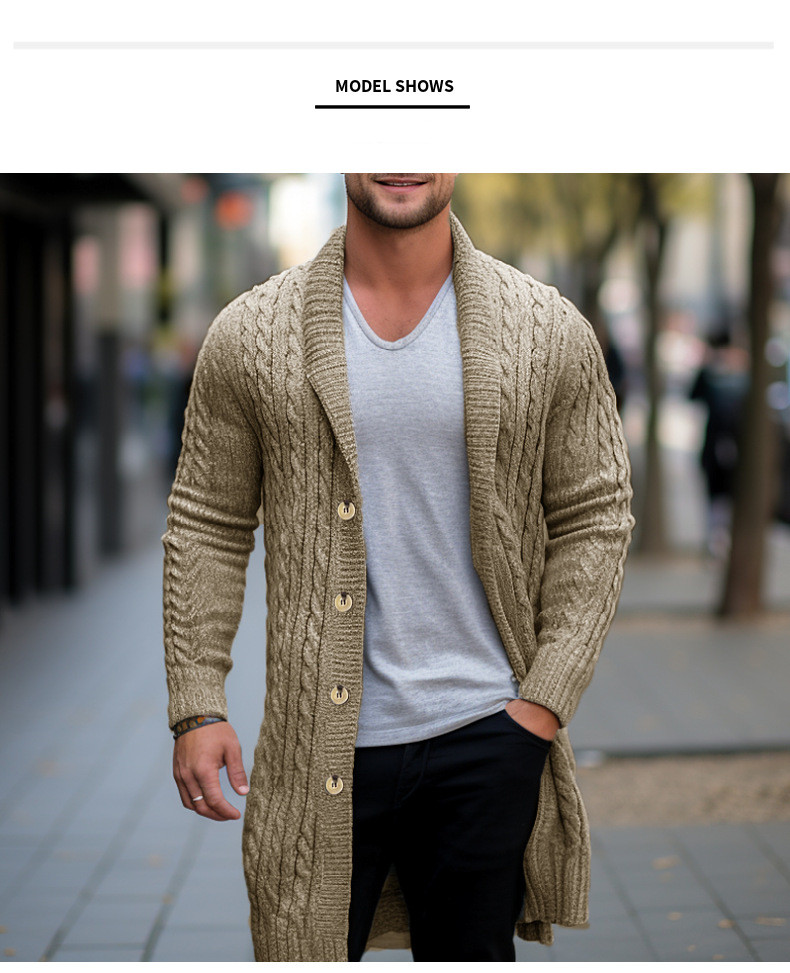 Title 4, Cardigan torsadé en tricot mi-long pour homme, ...