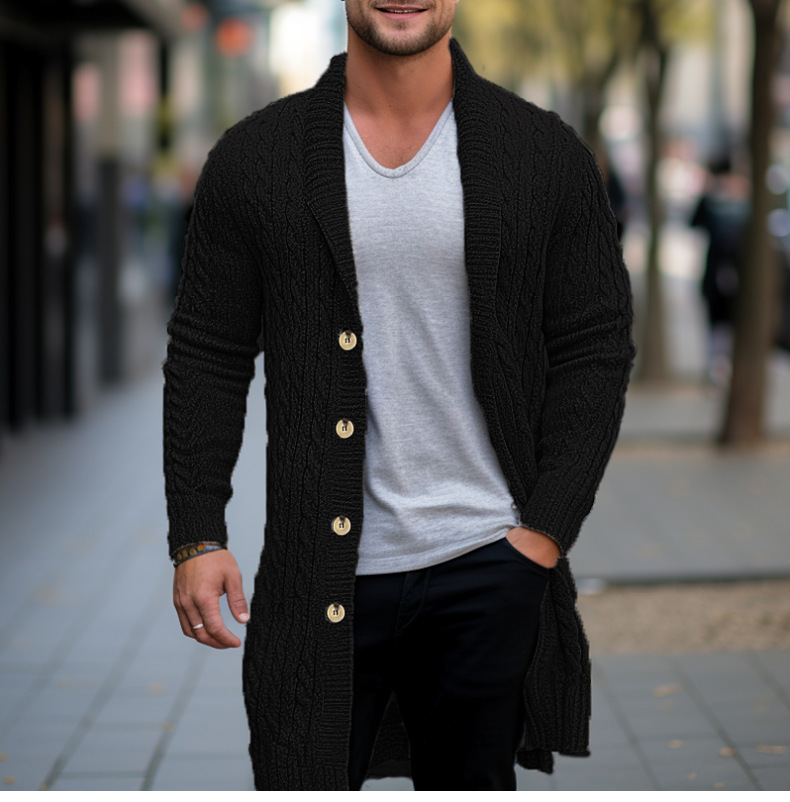 Title 5, Cardigan torsadé en tricot mi-long pour homme, ...