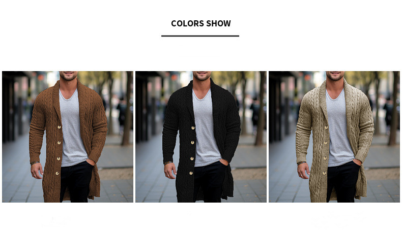 Title 12, Cardigan torsadé en tricot mi-long pour homme, ...