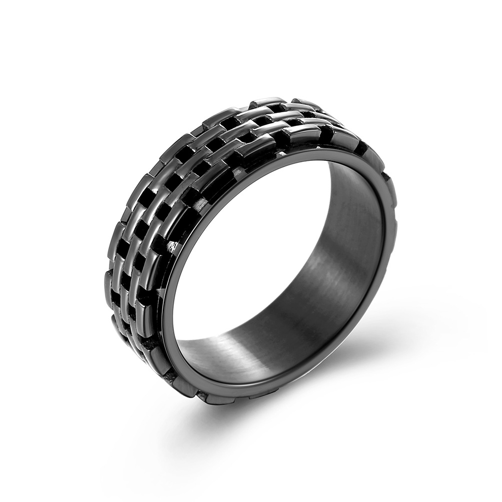 Personality Hollow Out Titanium Steel Spinning Ring
