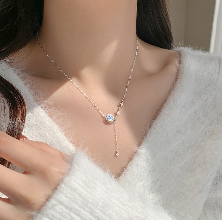 Women's S925 Sterling Silver Star Universe Necklace