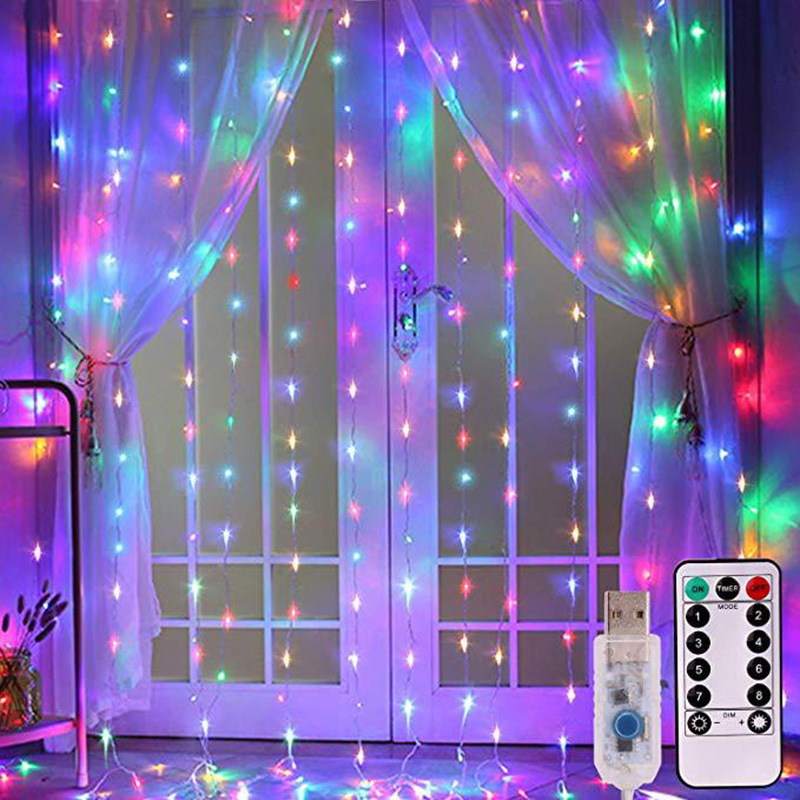 Title 3, LED Curtain Garland On The Window USB String Li...