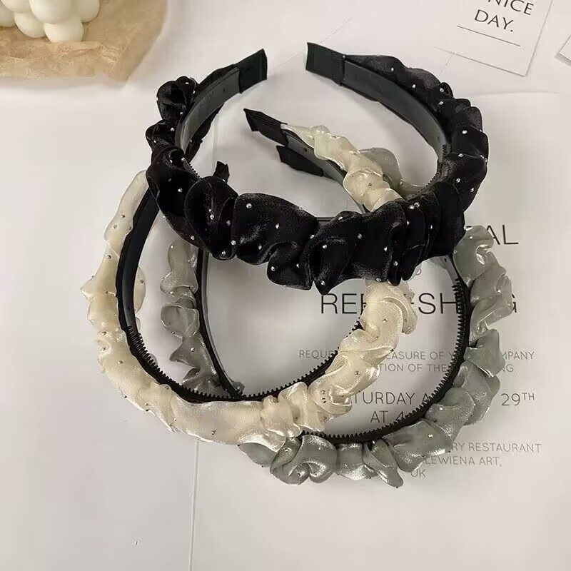 High Skull Top Wide Edge High-grade Pleated Headband - Image 2