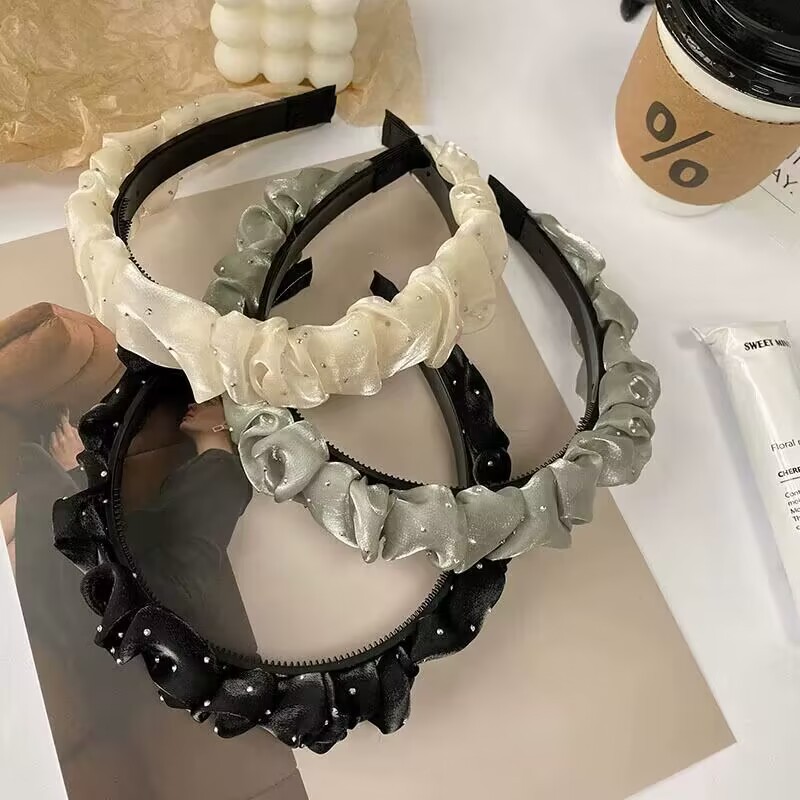 High Skull Top Wide Edge High-grade Pleated Headband - Image 4