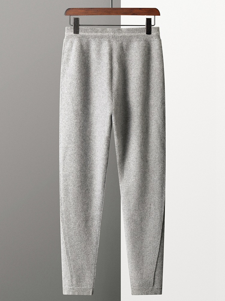 Fall Winter Men Solid Color Cashmere Pants