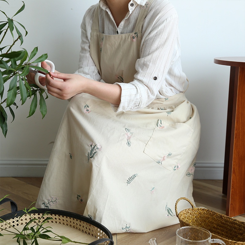 Title 4, Simple Embroidery Cotton Household Kitchen Apron