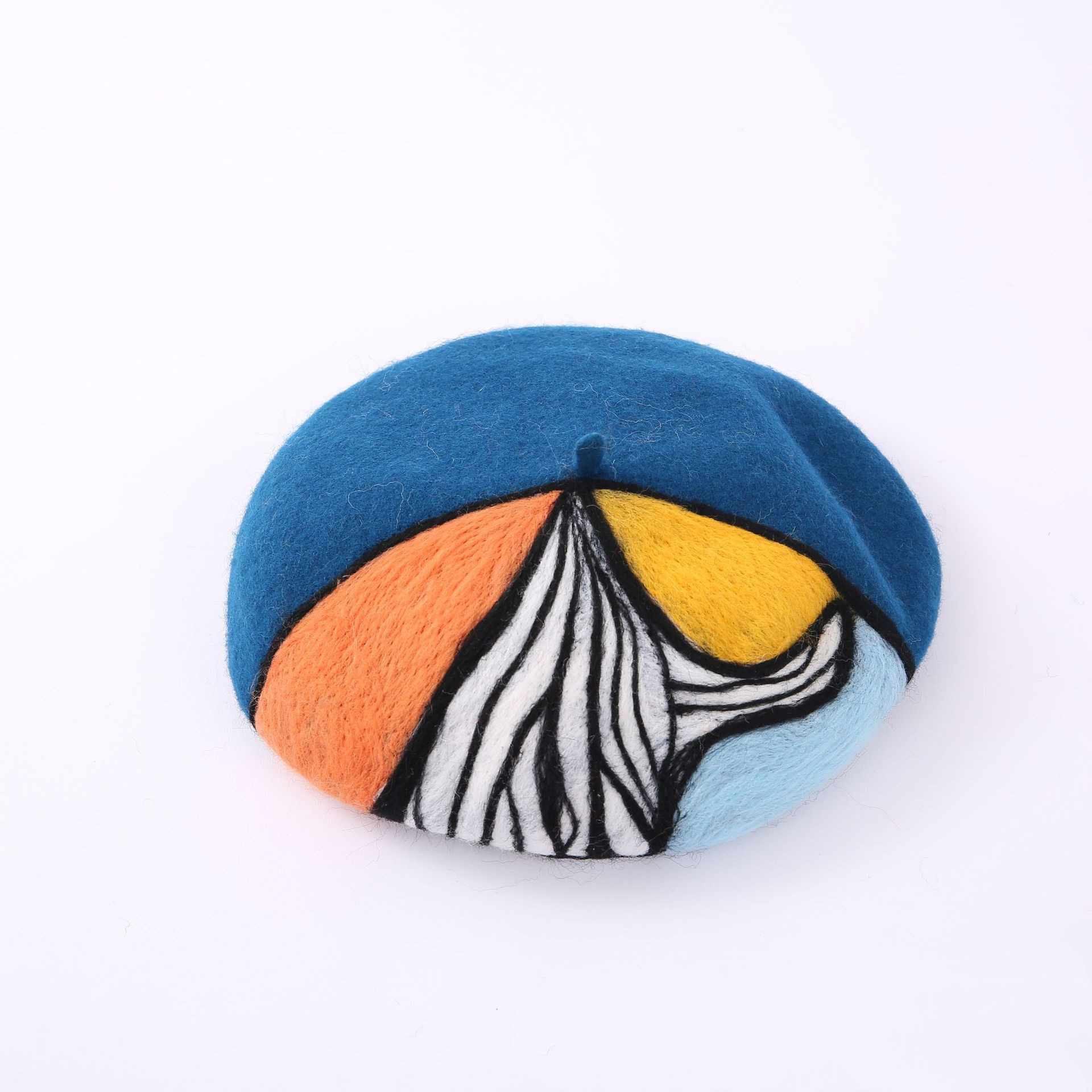 Handmade Wool Felt Painter Cap Color Matching Japanese Style