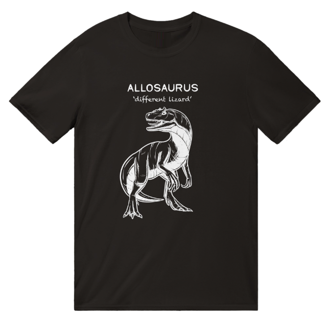 Title 2, Camiseta unissex de dinossauro Allosaurus europ...