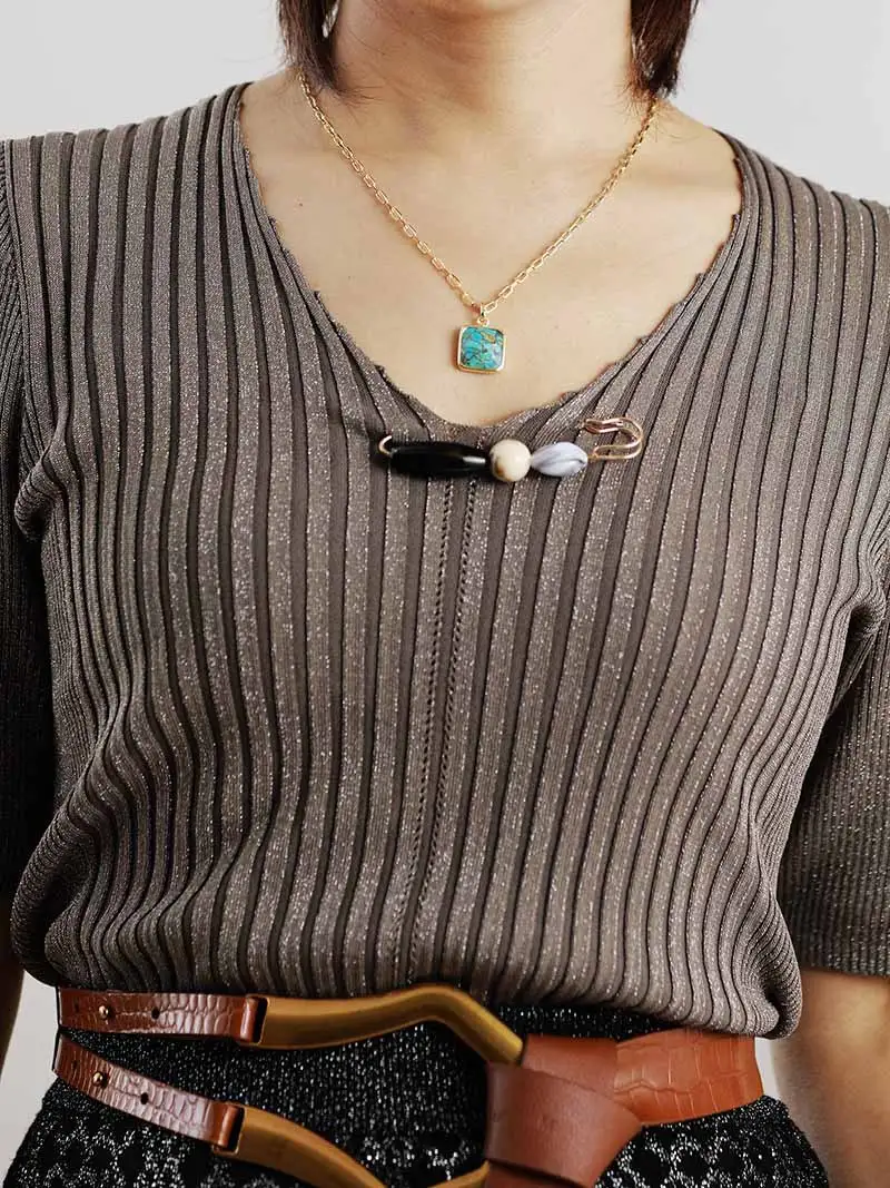 New Turquoise 18K Gold Plating Chain Pendant Necklace