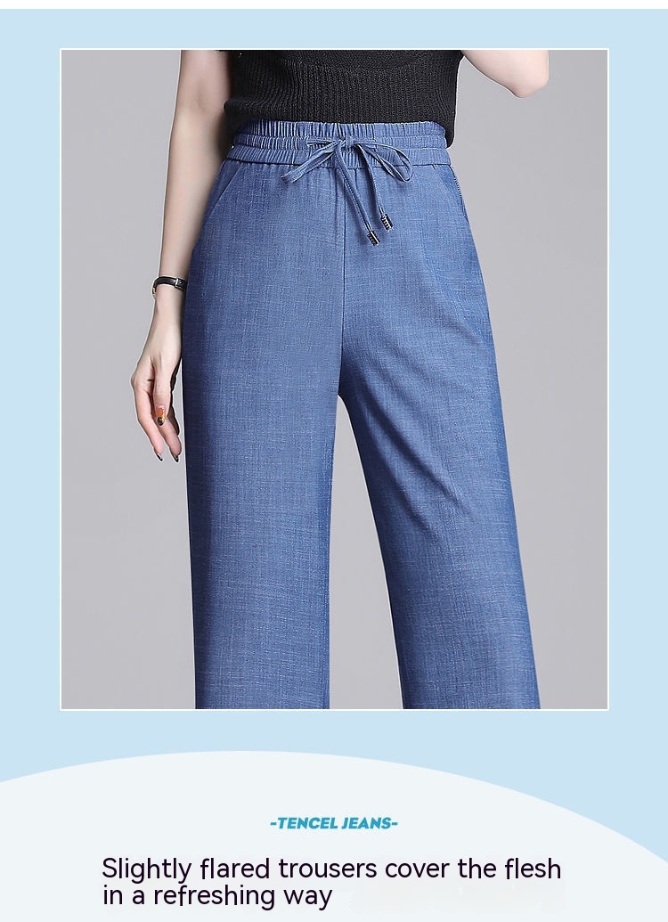 Thin High Waist Drooping Straight Loose Cropped Pants