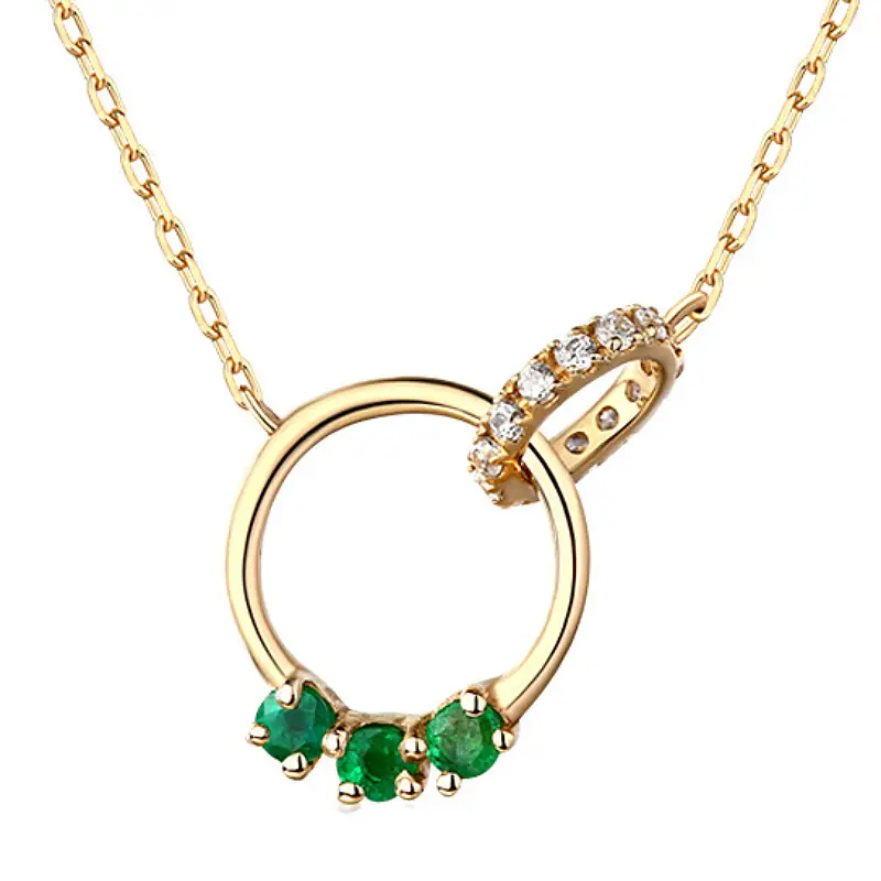 S925 Sterling Silver Gold-plated Double Ring Circle Necklace