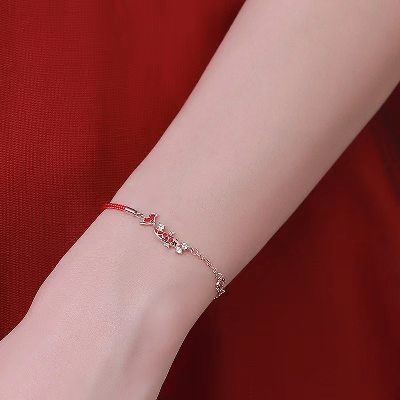 Koi Bracelet Girls' Sterling Silver 925 Niche Accessories Red Rope