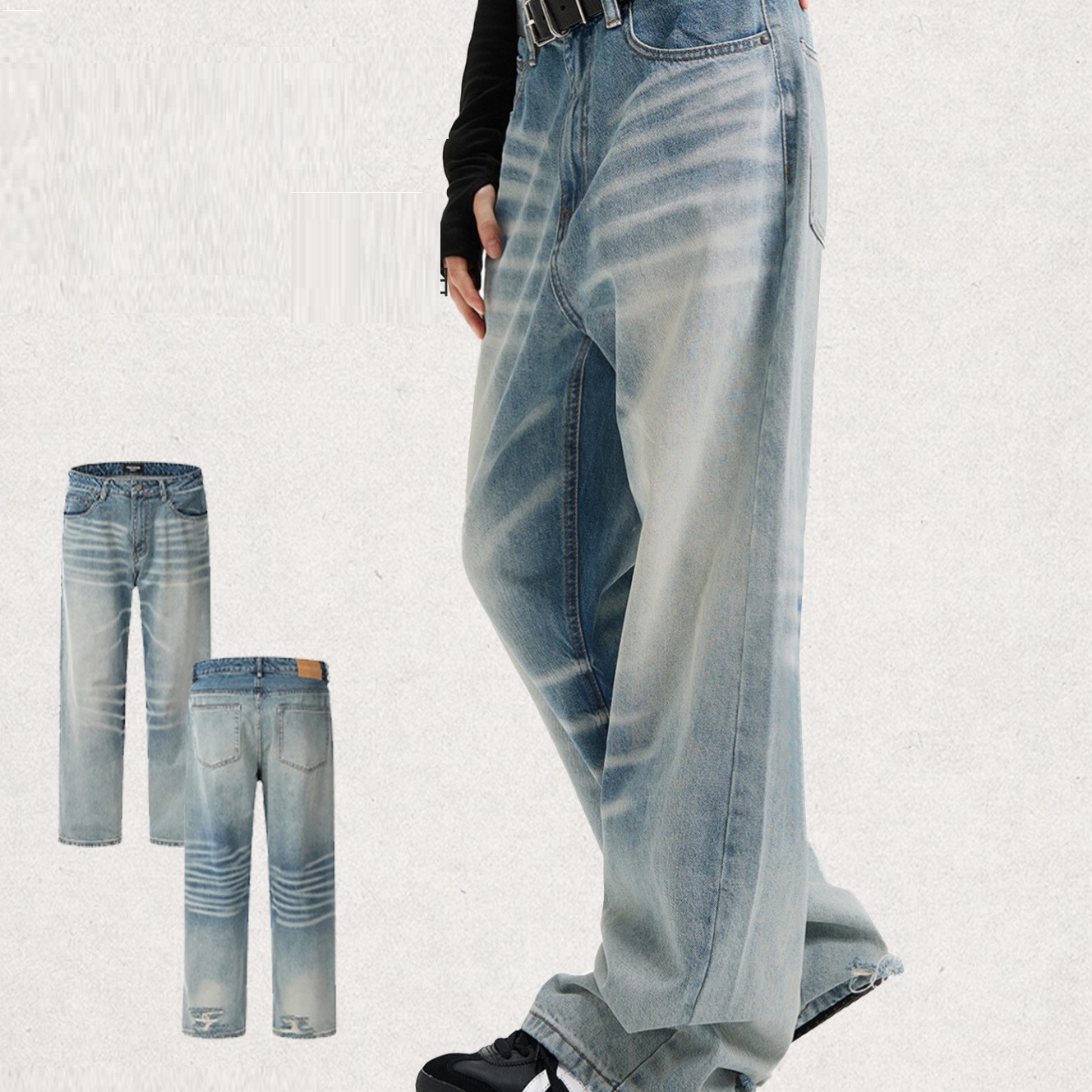 Title 2, Jeans Americani Retro Blu Crack, taglio dritto....