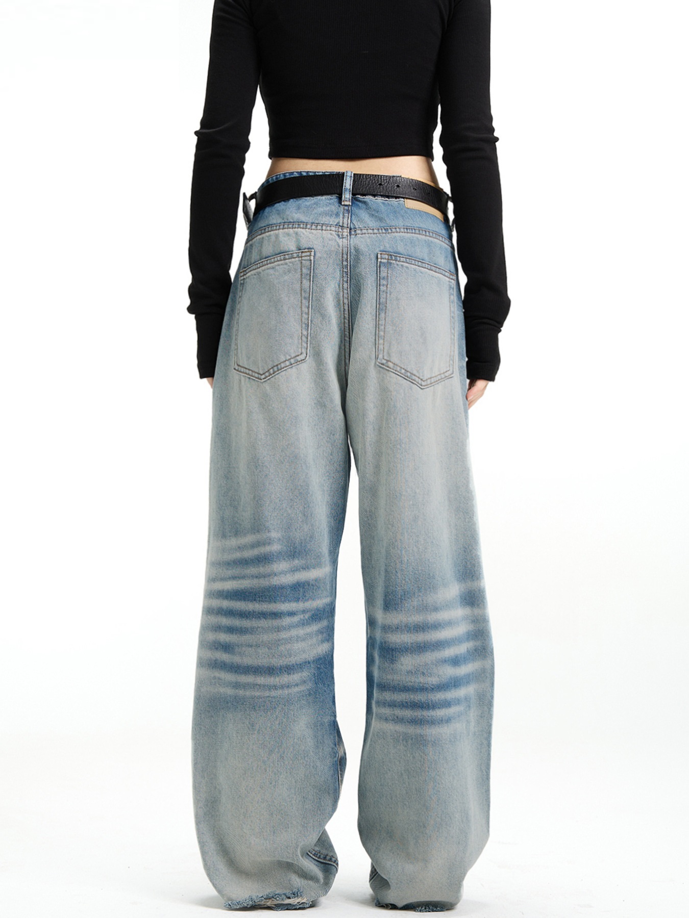 Title 4, Jeans Rectos Americanos Retro Azules Crack, com...