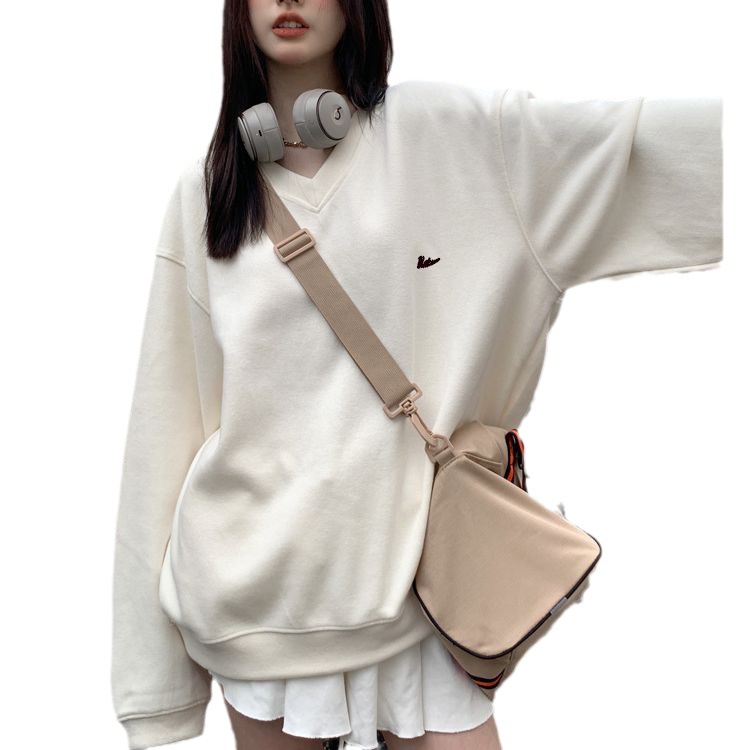 Women's Fashion Simple V-neck Loose-fitting Casual Pullover