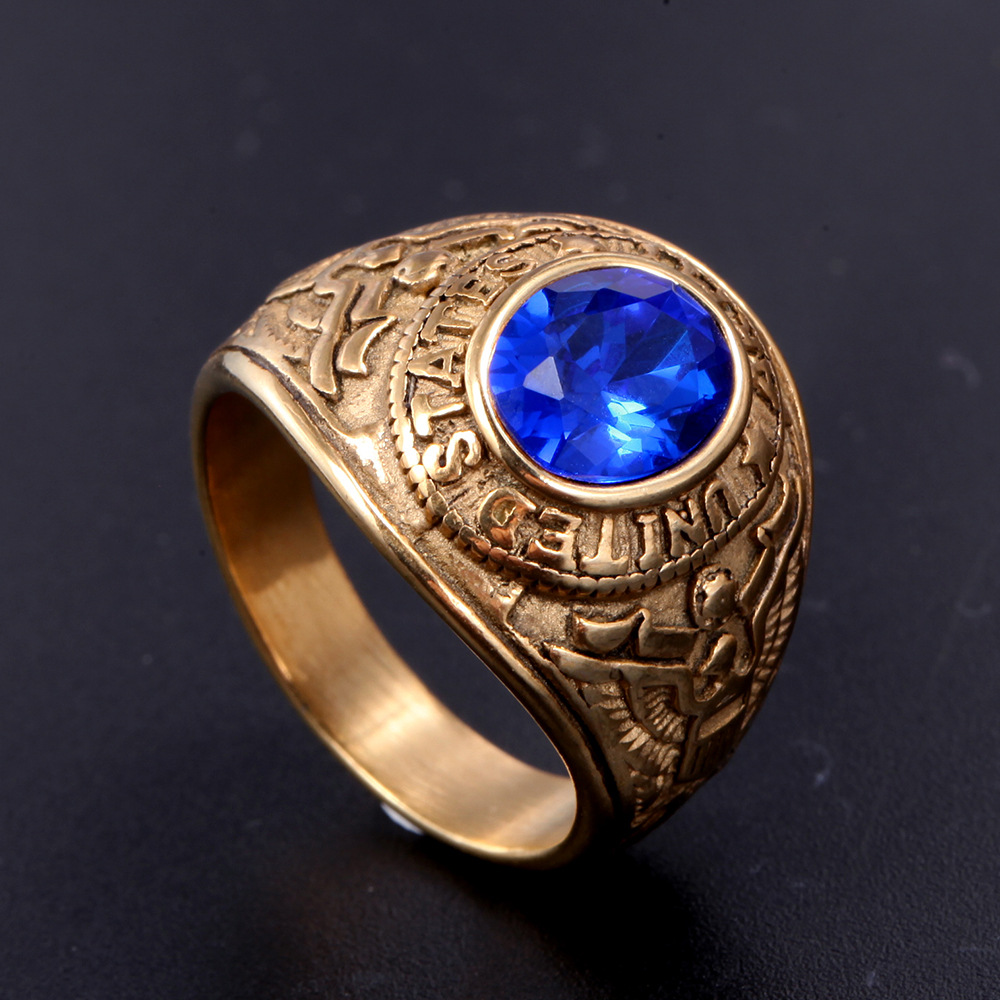 Fashion Simple Retro Titanium Steel Diamond-studded Ring