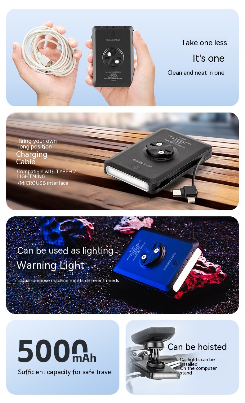 Bicycle Light Power Bank With Cable 10