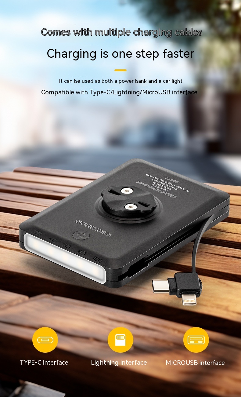 Bicycle Light Power Bank With Cable 12