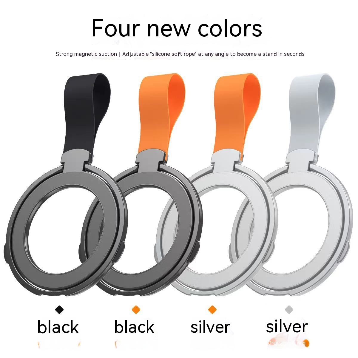 Magnetic Fastened Ring Bracket Creative Silicone Lanyard Type - Image 5