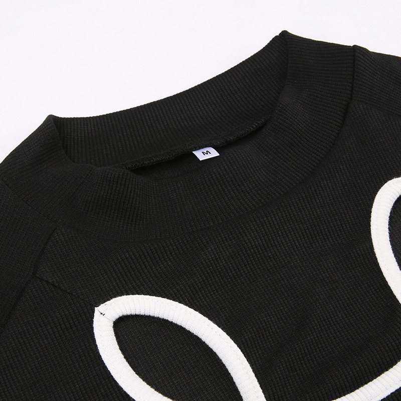 Women's Hollow Design Sense Contrast Color Long Sleeves