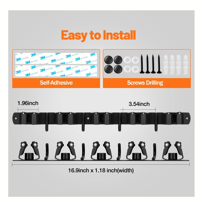 304 Stainless Steel Nail-free Mop Rack - Image 2