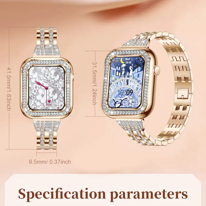 New Square Fashion Women Smart Wristwatch Diamond