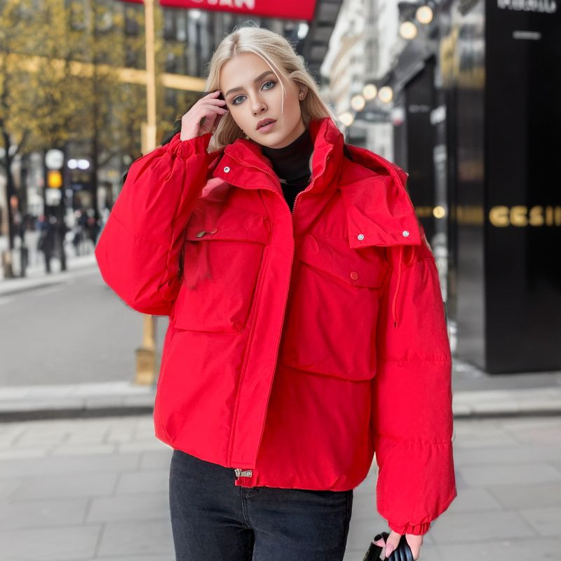 Popular Workwear With Pocket Cotton-padded Jacket Women's Short High-looking